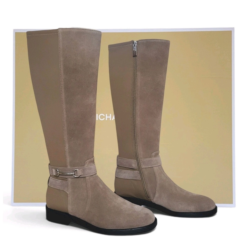 Michael Kors Carson Suede And Scuba Boot Women's US 7M‎ Driftwood New With Box